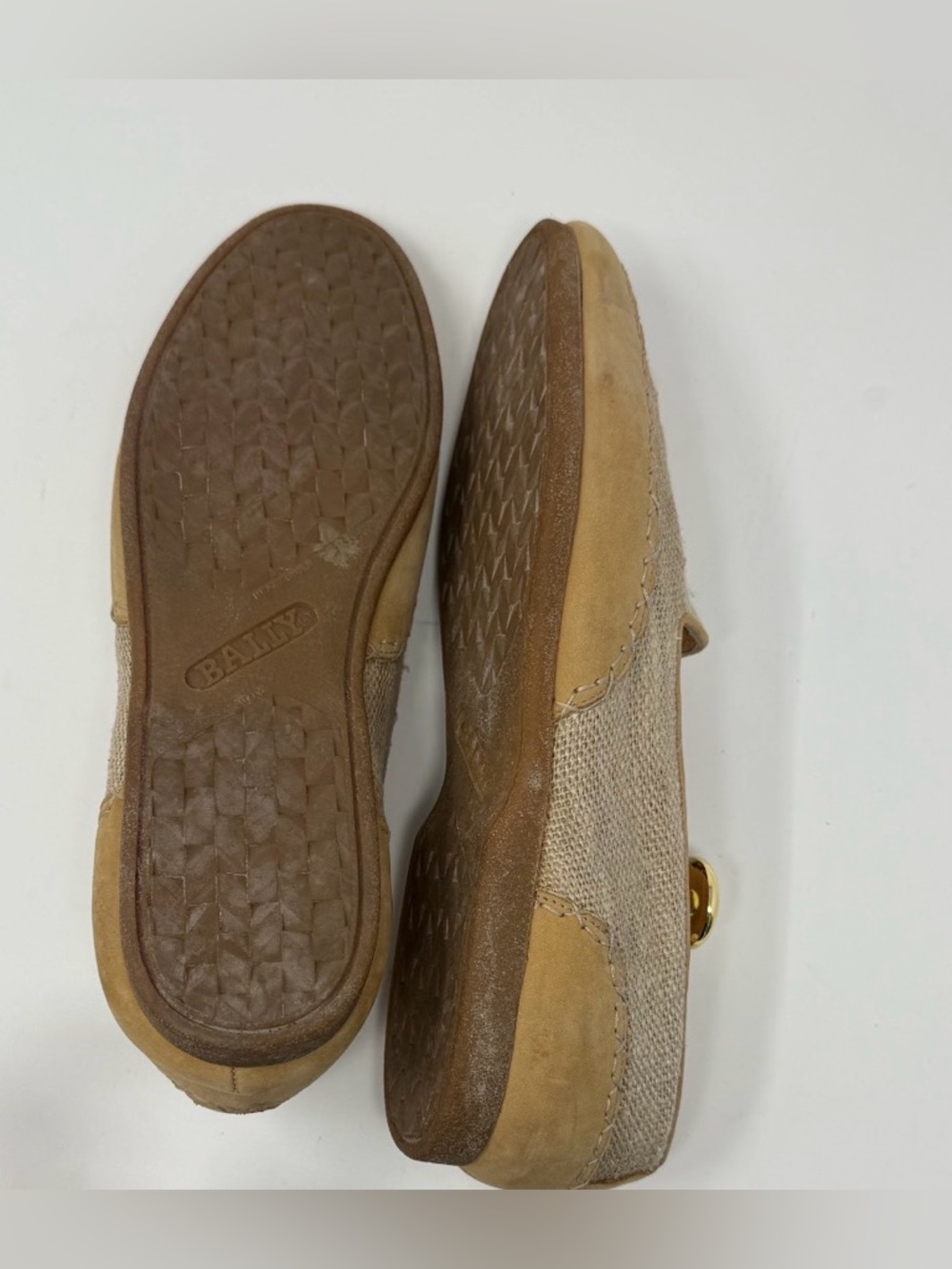 Bally Linen Espadrille Loafers Beige Leather Trim Mens US 10 EY 43 - Picture 3 of 6
